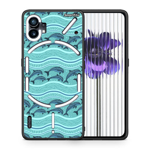 Θήκη Nothing Phone 1 Swimming Dolphins από τη Smartfits με σχέδιο στο πίσω μέρος και μαύρο περίβλημα | Nothing Phone 1 Swimming Dolphins case with colorful back and black bezels