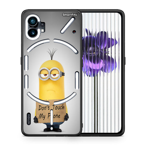 Θήκη Nothing Phone 1 Minion Text από τη Smartfits με σχέδιο στο πίσω μέρος και μαύρο περίβλημα | Nothing Phone 1 Minion Text case with colorful back and black bezels
