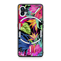 Thumbnail for Nothing Phone 1 Tropical Flowers θήκη από τη Smartfits με σχέδιο στο πίσω μέρος και μαύρο περίβλημα | Smartphone case with colorful back and black bezels by Smartfits