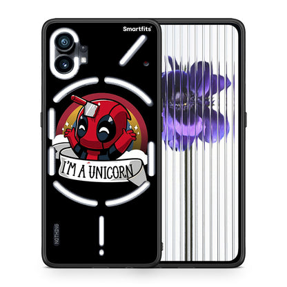Θήκη Nothing Phone 1 Unicorn Deadpool από τη Smartfits με σχέδιο στο πίσω μέρος και μαύρο περίβλημα | Nothing Phone 1 Unicorn Deadpool case with colorful back and black bezels