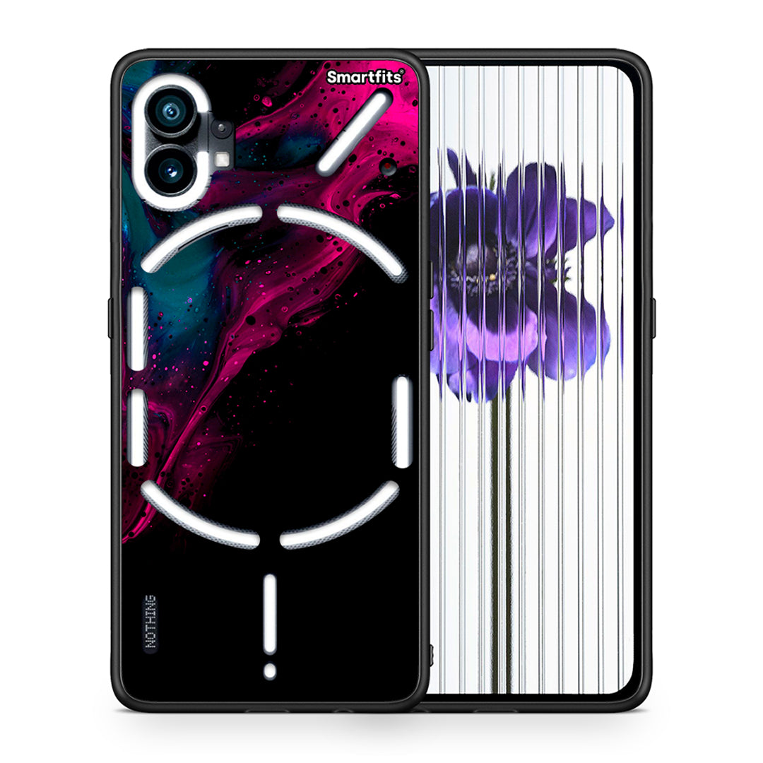 Θήκη Nothing Phone 1 Pink Black Watercolor από τη Smartfits με σχέδιο στο πίσω μέρος και μαύρο περίβλημα | Nothing Phone 1 Pink Black Watercolor case with colorful back and black bezels