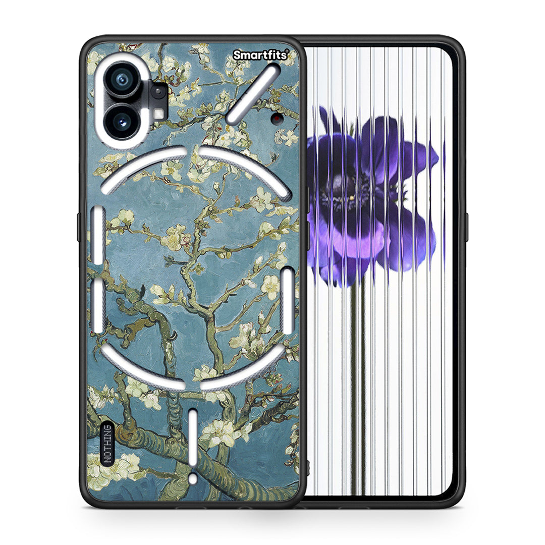 Θήκη Nothing Phone 1 White Blossoms από τη Smartfits με σχέδιο στο πίσω μέρος και μαύρο περίβλημα | Nothing Phone 1 White Blossoms case with colorful back and black bezels