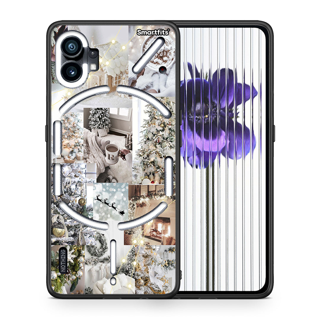 Θήκη Nothing Phone 1 White Christmas από τη Smartfits με σχέδιο στο πίσω μέρος και μαύρο περίβλημα | Nothing Phone 1 White Christmas case with colorful back and black bezels
