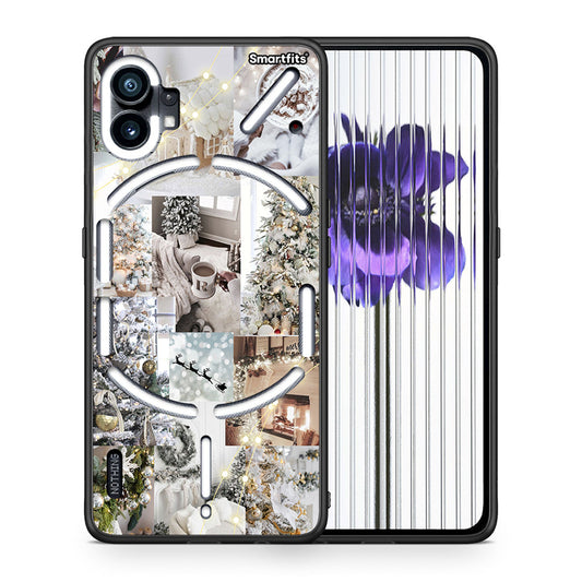 Θήκη Nothing Phone 1 White Christmas από τη Smartfits με σχέδιο στο πίσω μέρος και μαύρο περίβλημα | Nothing Phone 1 White Christmas case with colorful back and black bezels
