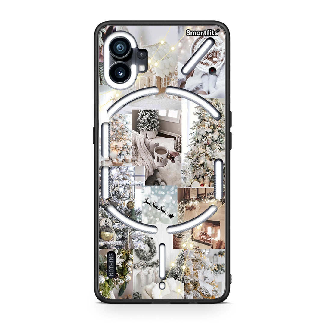 Nothing Phone 1 White Christmas θήκη από τη Smartfits με σχέδιο στο πίσω μέρος και μαύρο περίβλημα | Smartphone case with colorful back and black bezels by Smartfits