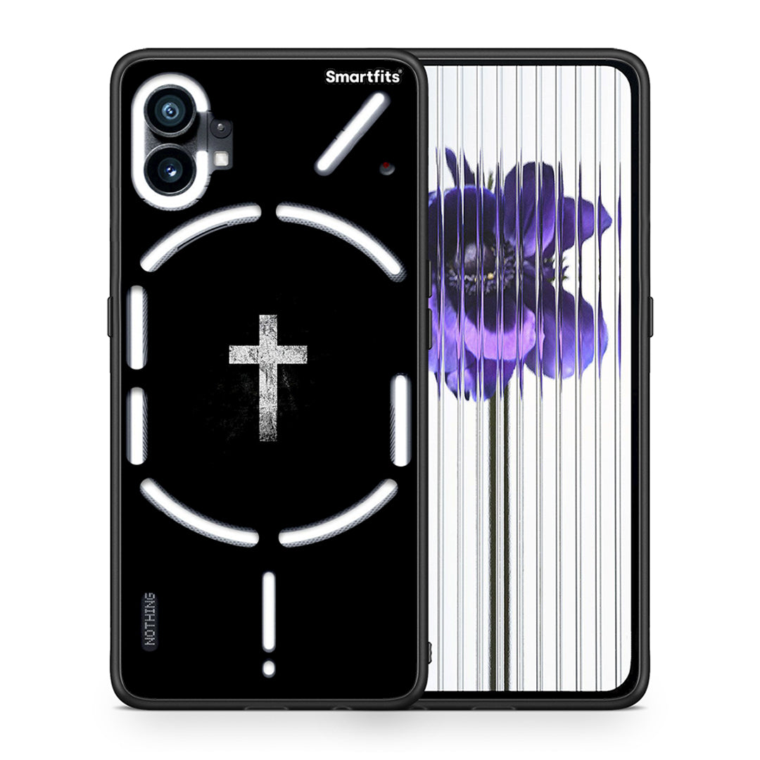 Θήκη Nothing Phone 1 White Cross από τη Smartfits με σχέδιο στο πίσω μέρος και μαύρο περίβλημα | Nothing Phone 1 White Cross case with colorful back and black bezels