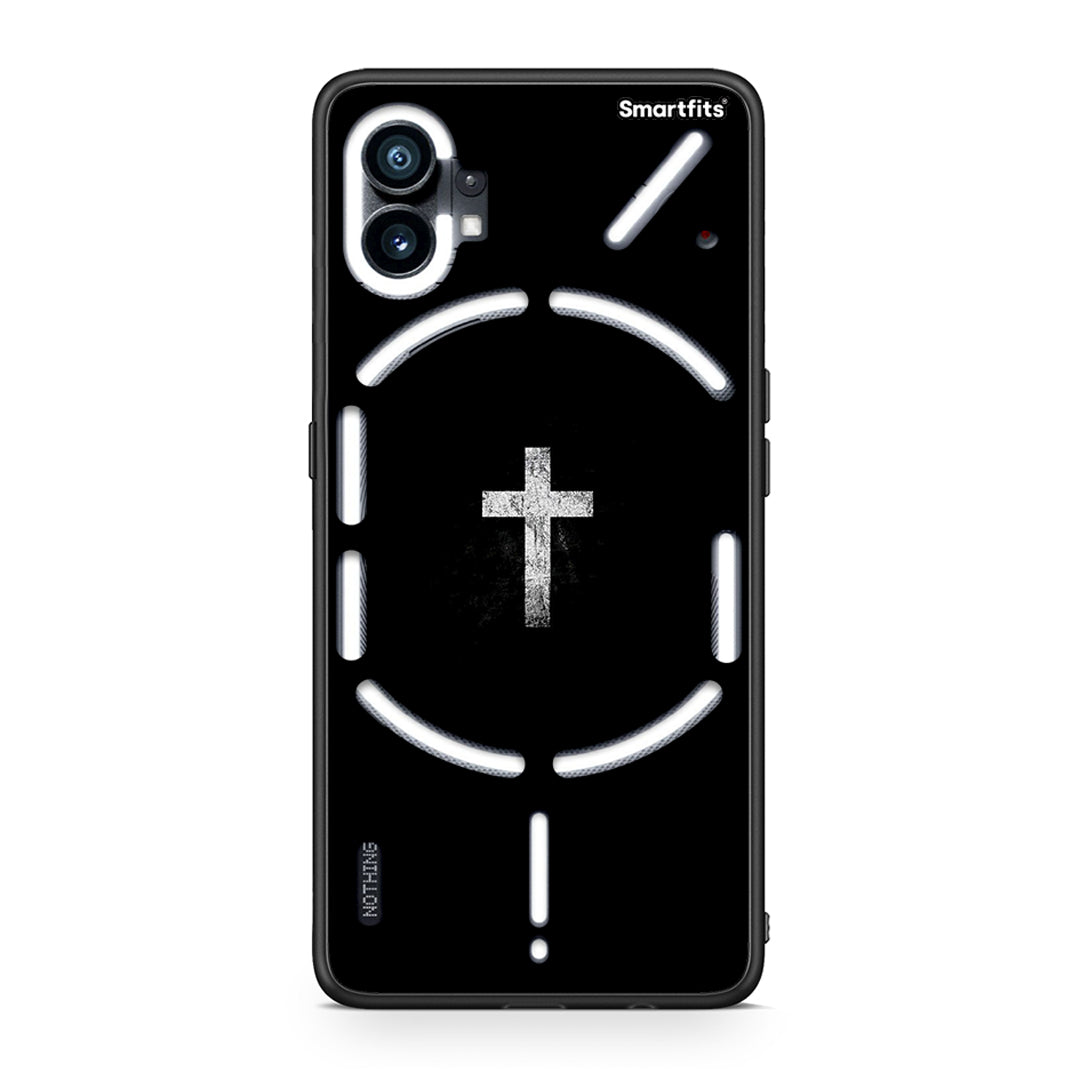 Nothing Phone 1 White Cross θήκη από τη Smartfits με σχέδιο στο πίσω μέρος και μαύρο περίβλημα | Smartphone case with colorful back and black bezels by Smartfits