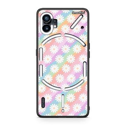 Nothing Phone 1 White Daisies θήκη από τη Smartfits με σχέδιο στο πίσω μέρος και μαύρο περίβλημα | Smartphone case with colorful back and black bezels by Smartfits