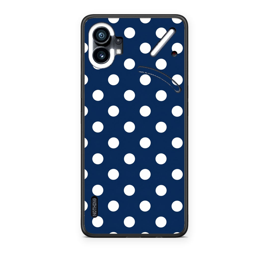 Θήκη Nothing Phone 1 White Large Polka Dots on Navy από τη Smartfits με σχέδιο στο πίσω μέρος και μαύρο περίβλημα | Nothing Phone 1 White Large Polka Dots on Navy case with colorful back and black bezels