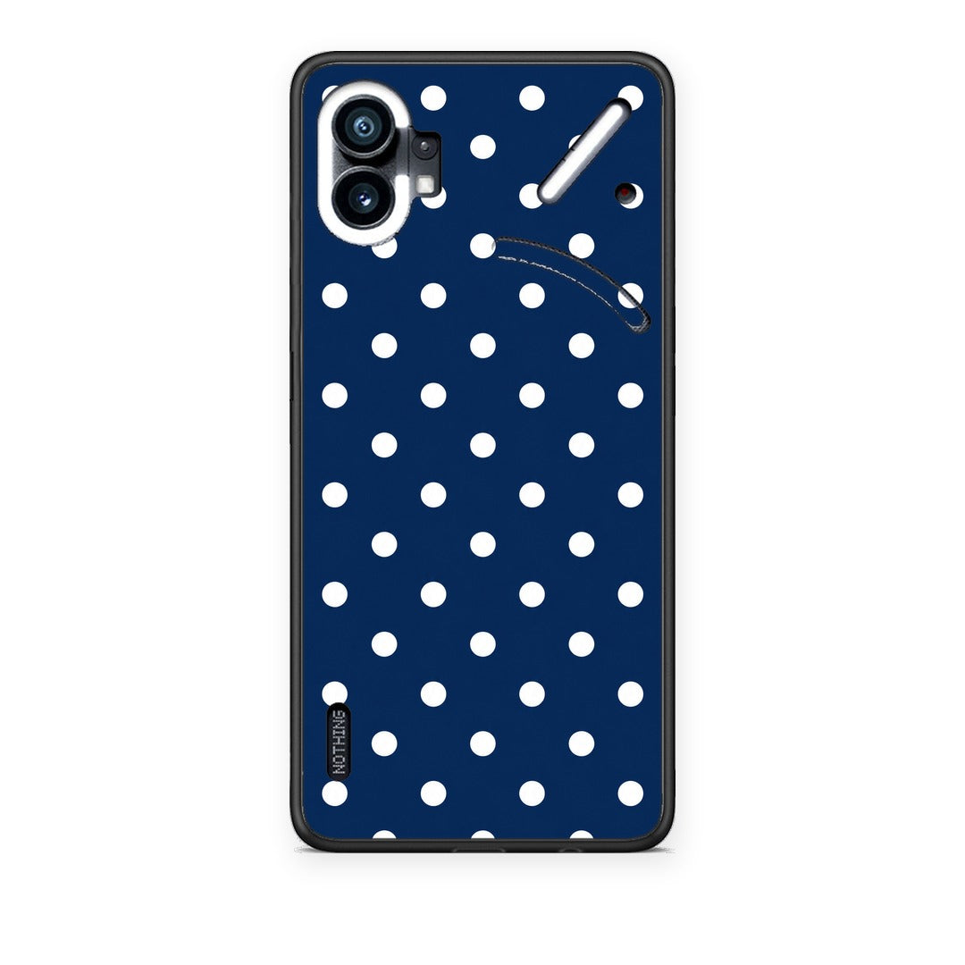 Θήκη Nothing Phone 1 White Small Polka Dots on Navy από τη Smartfits με σχέδιο στο πίσω μέρος και μαύρο περίβλημα | Nothing Phone 1 White Small Polka Dots on Navy case with colorful back and black bezels