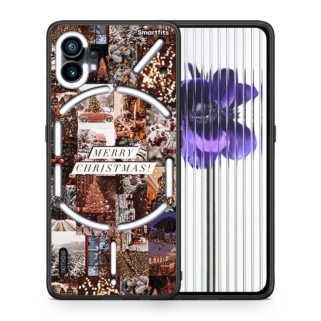 Θήκη Nothing Phone 1 Xmas Collage από τη Smartfits με σχέδιο στο πίσω μέρος και μαύρο περίβλημα | Nothing Phone 1 Xmas Collage case with colorful back and black bezels
