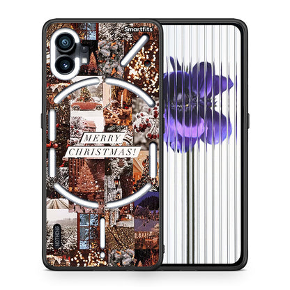 Θήκη Nothing Phone 1 Xmas Collage από τη Smartfits με σχέδιο στο πίσω μέρος και μαύρο περίβλημα | Nothing Phone 1 Xmas Collage case with colorful back and black bezels