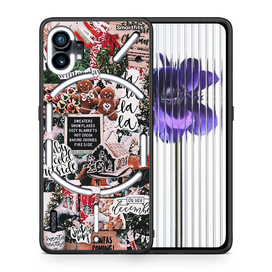 Θήκη Nothing Phone 1 Xmas Habbits από τη Smartfits με σχέδιο στο πίσω μέρος και μαύρο περίβλημα | Nothing Phone 1 Xmas Habbits case with colorful back and black bezels