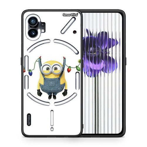 Θήκη Nothing Phone 1 Xmas Minion Lights από τη Smartfits με σχέδιο στο πίσω μέρος και μαύρο περίβλημα | Nothing Phone 1 Xmas Minion Lights case with colorful back and black bezels