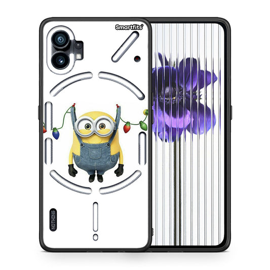 Θήκη Nothing Phone 1 Xmas Minion Lights από τη Smartfits με σχέδιο στο πίσω μέρος και μαύρο περίβλημα | Nothing Phone 1 Xmas Minion Lights case with colorful back and black bezels