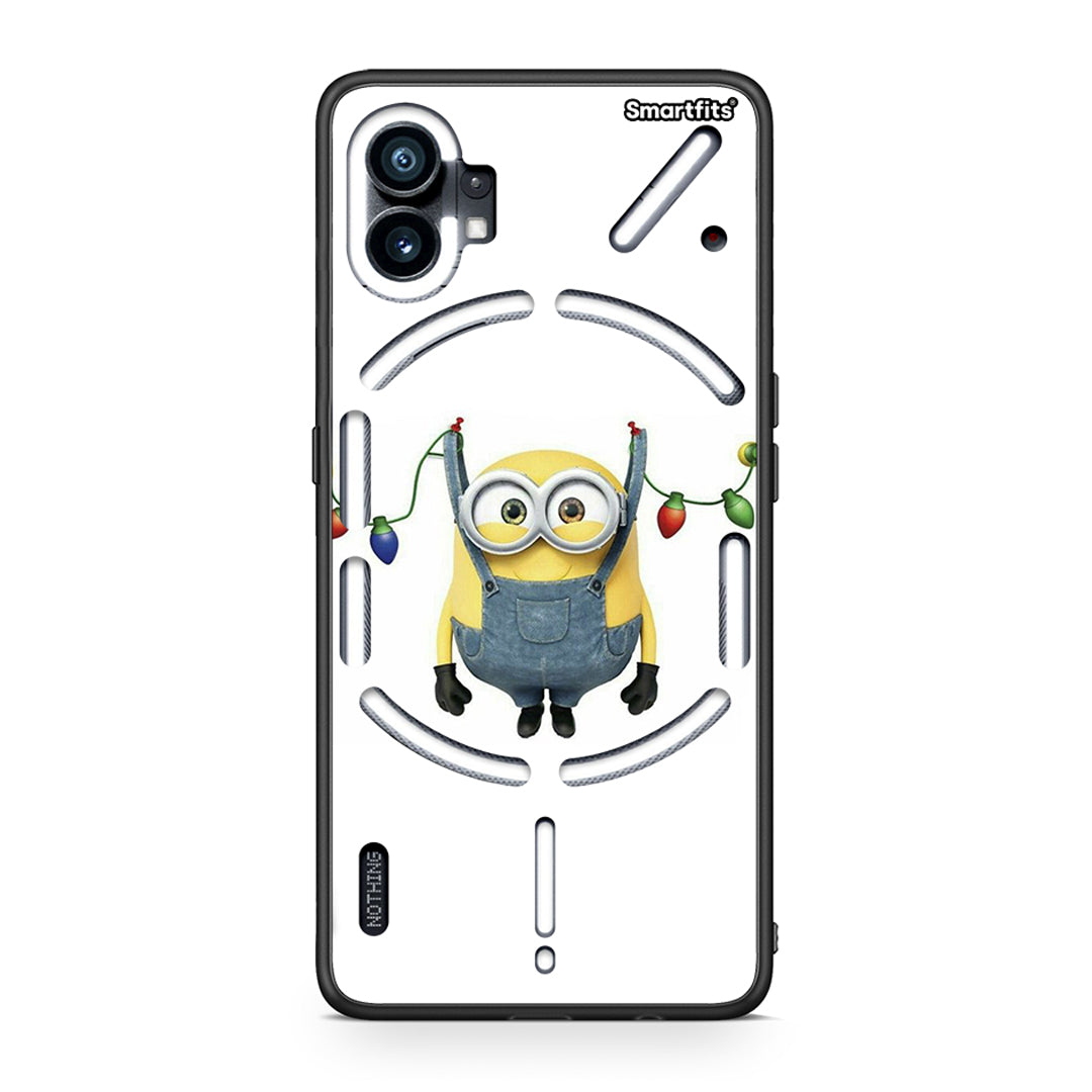 Nothing Phone 1 Xmas Minion Lights θήκη από τη Smartfits με σχέδιο στο πίσω μέρος και μαύρο περίβλημα | Smartphone case with colorful back and black bezels by Smartfits