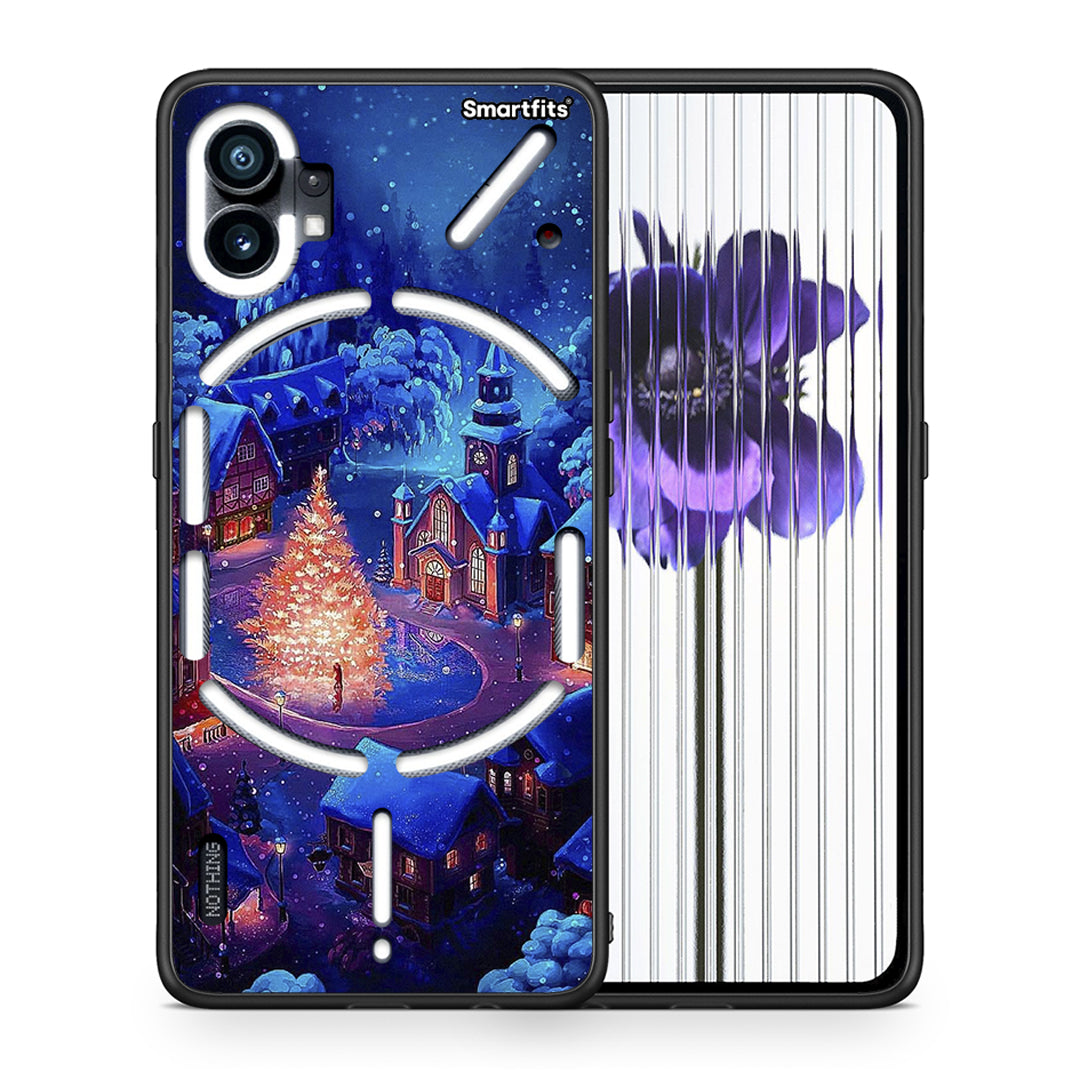 Θήκη Nothing Phone 1 Xmas Village από τη Smartfits με σχέδιο στο πίσω μέρος και μαύρο περίβλημα | Nothing Phone 1 Xmas Village case with colorful back and black bezels