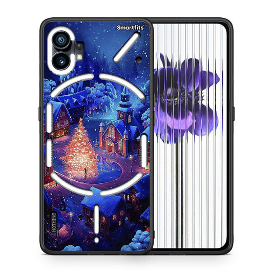 Θήκη Nothing Phone 1 Xmas Village από τη Smartfits με σχέδιο στο πίσω μέρος και μαύρο περίβλημα | Nothing Phone 1 Xmas Village case with colorful back and black bezels