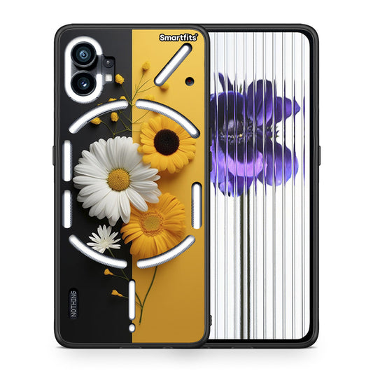 Θήκη Nothing Phone 1 Yellow Daisies από τη Smartfits με σχέδιο στο πίσω μέρος και μαύρο περίβλημα | Nothing Phone 1 Yellow Daisies case with colorful back and black bezels