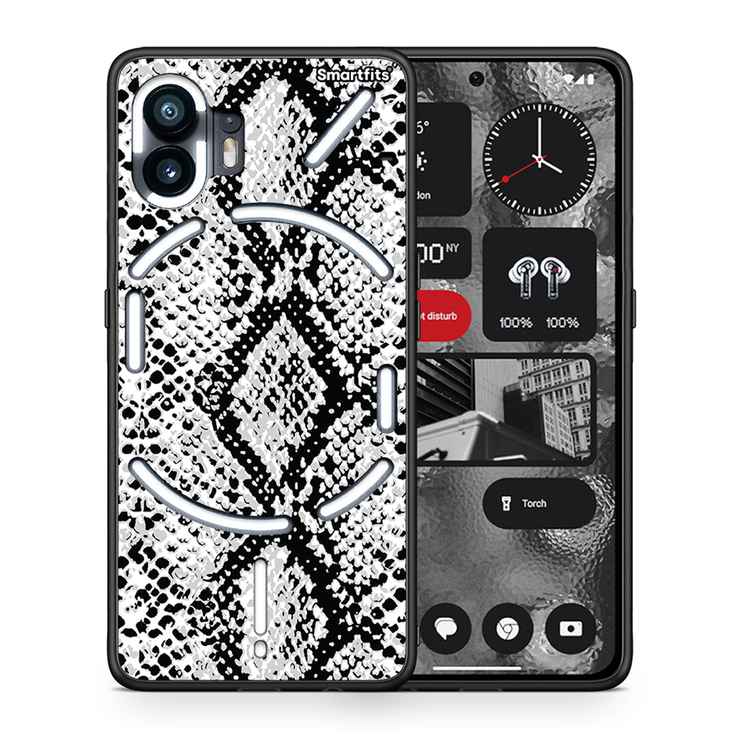 Θήκη Nothing Phone 2 White Snake Animal από τη Smartfits με σχέδιο στο πίσω μέρος και μαύρο περίβλημα | Nothing Phone 2 White Snake Animal case with colorful back and black bezels