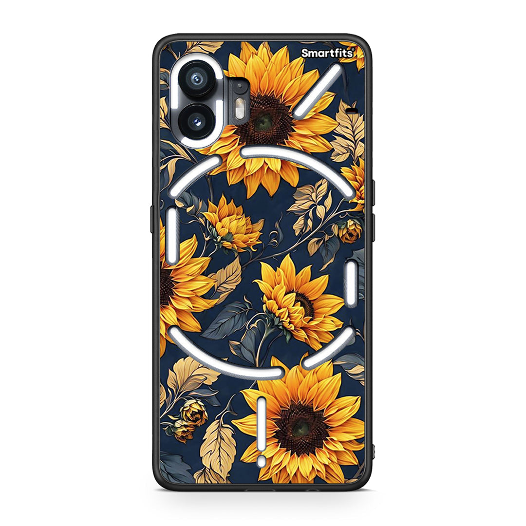 Nothing Phone 2 Autumn Sunflowers Θήκη από τη Smartfits με σχέδιο στο πίσω μέρος και μαύρο περίβλημα | Smartphone case with colorful back and black bezels by Smartfits