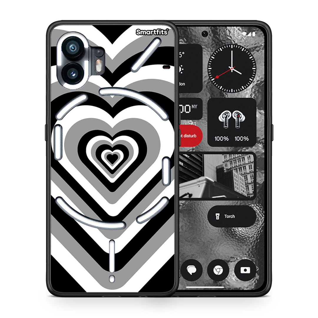 Θήκη Nothing Phone 2 Black Hearts από τη Smartfits με σχέδιο στο πίσω μέρος και μαύρο περίβλημα | Nothing Phone 2 Black Hearts case with colorful back and black bezels