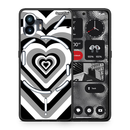 Θήκη Nothing Phone 2 Black Hearts από τη Smartfits με σχέδιο στο πίσω μέρος και μαύρο περίβλημα | Nothing Phone 2 Black Hearts case with colorful back and black bezels