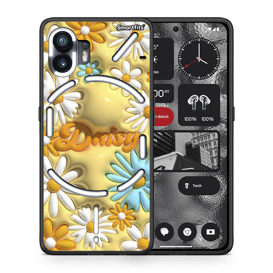 Θήκη Nothing Phone 2 Bubble Daisies από τη Smartfits με σχέδιο στο πίσω μέρος και μαύρο περίβλημα | Nothing Phone 2 Bubble Daisies case with colorful back and black bezels