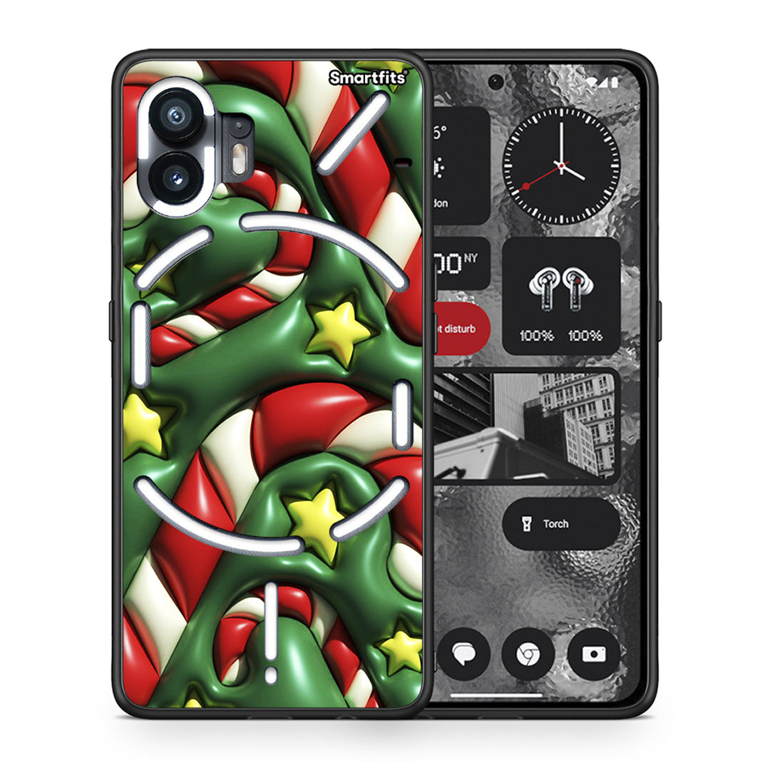 Θήκη Nothing Phone 2 Christmas Bubbles από τη Smartfits με σχέδιο στο πίσω μέρος και μαύρο περίβλημα | Nothing Phone 2 Christmas Bubbles case with colorful back and black bezels