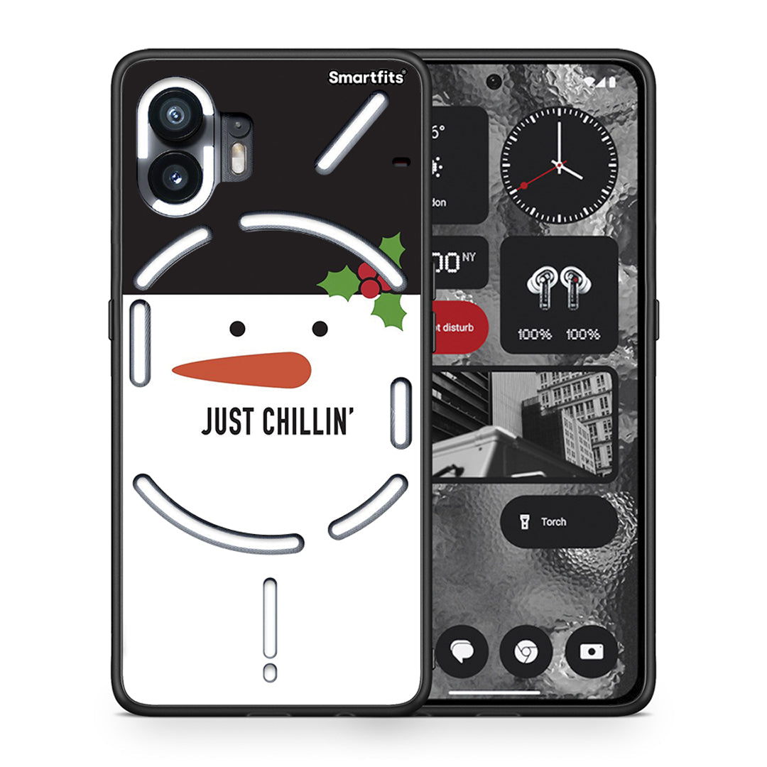 Θήκη Nothing Phone 2 Christmas Chillin από τη Smartfits με σχέδιο στο πίσω μέρος και μαύρο περίβλημα | Nothing Phone 2 Christmas Chillin case with colorful back and black bezels