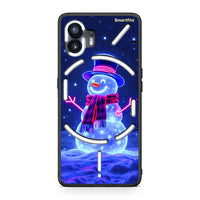 Thumbnail for Nothing Phone 2 Christmas Neon Snowman θήκη από τη Smartfits με σχέδιο στο πίσω μέρος και μαύρο περίβλημα | Smartphone case with colorful back and black bezels by Smartfits