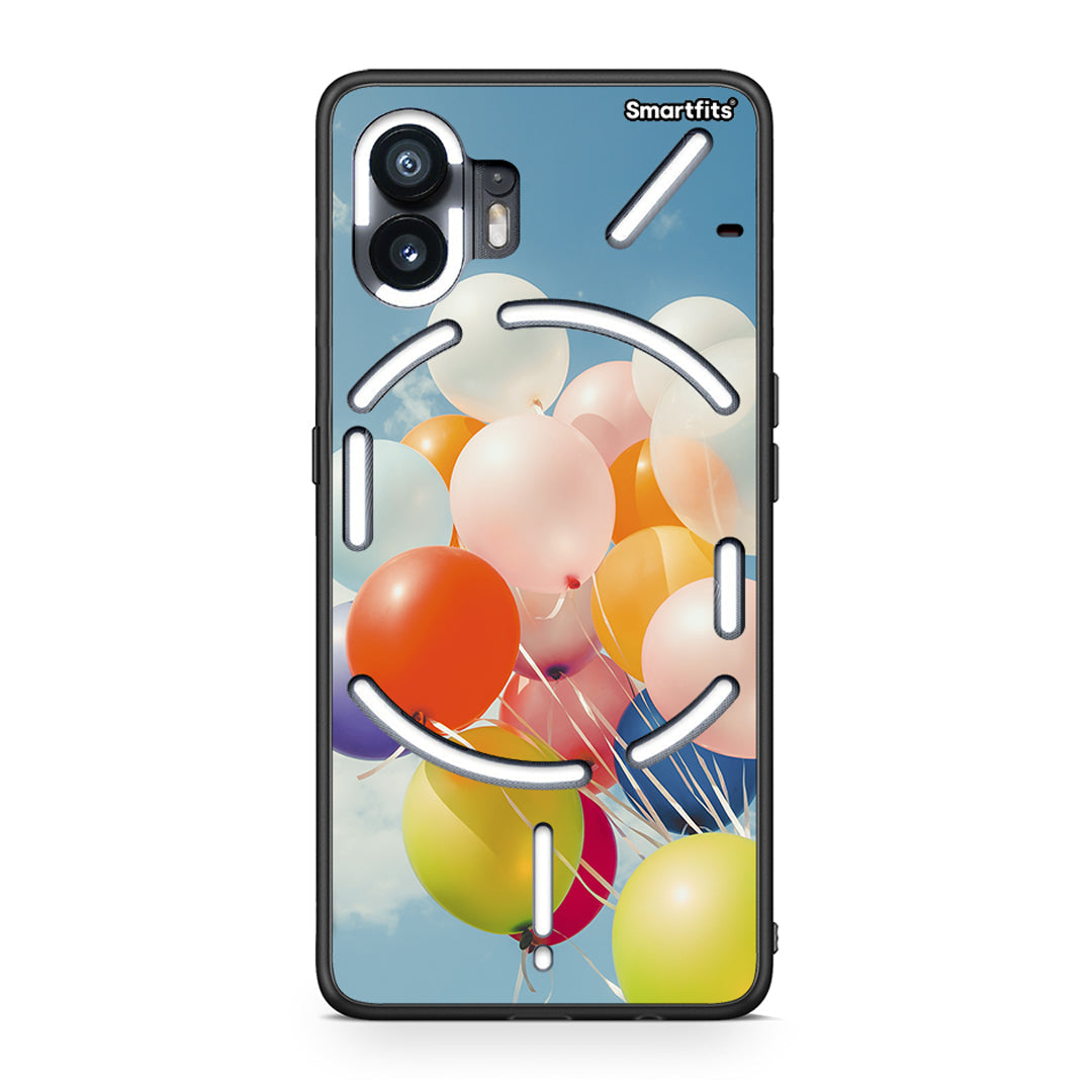 Nothing Phone 2 Colorful Balloons θήκη από τη Smartfits με σχέδιο στο πίσω μέρος και μαύρο περίβλημα | Smartphone case with colorful back and black bezels by Smartfits