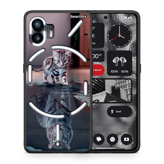 Θήκη Nothing Phone 2 Tiger Cute από τη Smartfits με σχέδιο στο πίσω μέρος και μαύρο περίβλημα | Nothing Phone 2 Tiger Cute case with colorful back and black bezels