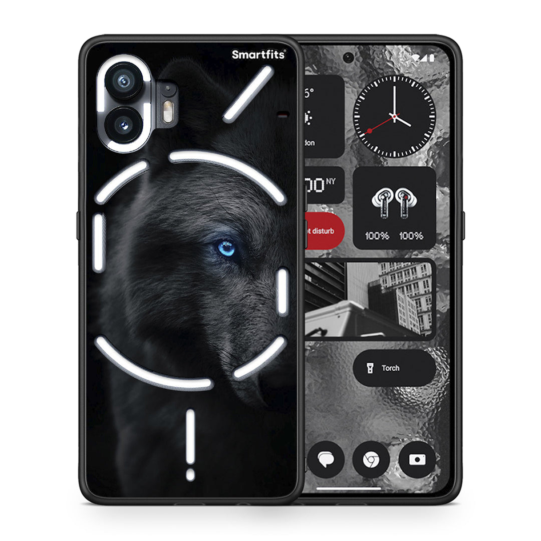Θήκη Nothing Phone 2 Dark Wolf από τη Smartfits με σχέδιο στο πίσω μέρος και μαύρο περίβλημα | Nothing Phone 2 Dark Wolf case with colorful back and black bezels