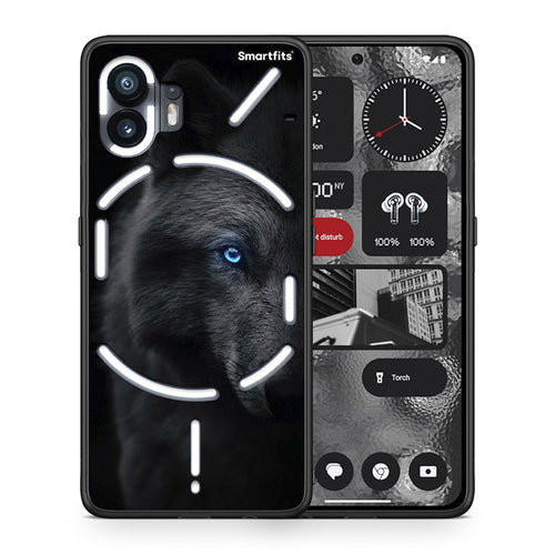 Θήκη Nothing Phone 2 Dark Wolf από τη Smartfits με σχέδιο στο πίσω μέρος και μαύρο περίβλημα | Nothing Phone 2 Dark Wolf case with colorful back and black bezels