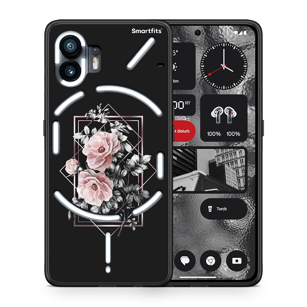 Θήκη Nothing Phone 2 Frame Flower από τη Smartfits με σχέδιο στο πίσω μέρος και μαύρο περίβλημα | Nothing Phone 2 Frame Flower case with colorful back and black bezels