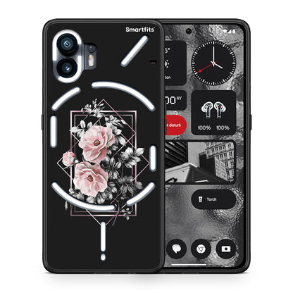 Θήκη Nothing Phone 2 Frame Flower από τη Smartfits με σχέδιο στο πίσω μέρος και μαύρο περίβλημα | Nothing Phone 2 Frame Flower case with colorful back and black bezels