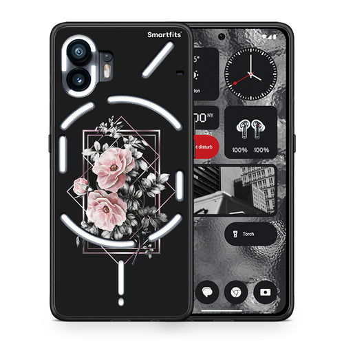 Θήκη Nothing Phone 2 Frame Flower από τη Smartfits με σχέδιο στο πίσω μέρος και μαύρο περίβλημα | Nothing Phone 2 Frame Flower case with colorful back and black bezels