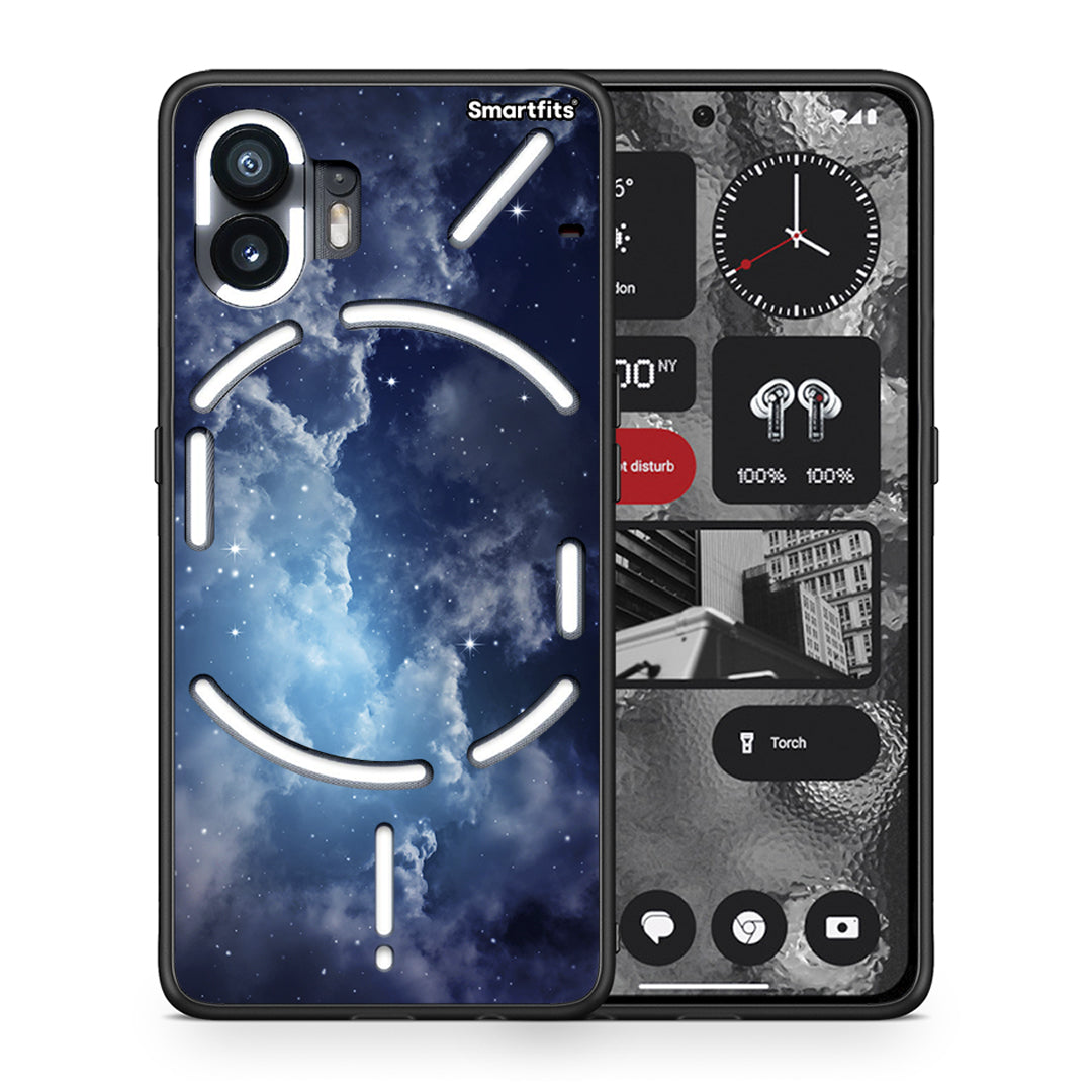Θήκη Nothing Phone 2 Blue Sky Galaxy από τη Smartfits με σχέδιο στο πίσω μέρος και μαύρο περίβλημα | Nothing Phone 2 Blue Sky Galaxy case with colorful back and black bezels