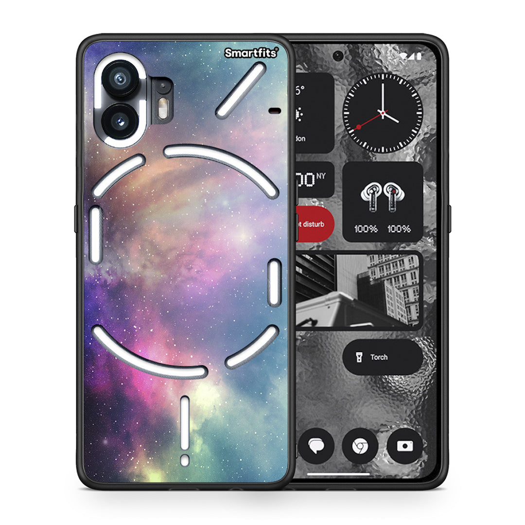 Θήκη Nothing Phone 2 Rainbow Galaxy από τη Smartfits με σχέδιο στο πίσω μέρος και μαύρο περίβλημα | Nothing Phone 2 Rainbow Galaxy case with colorful back and black bezels