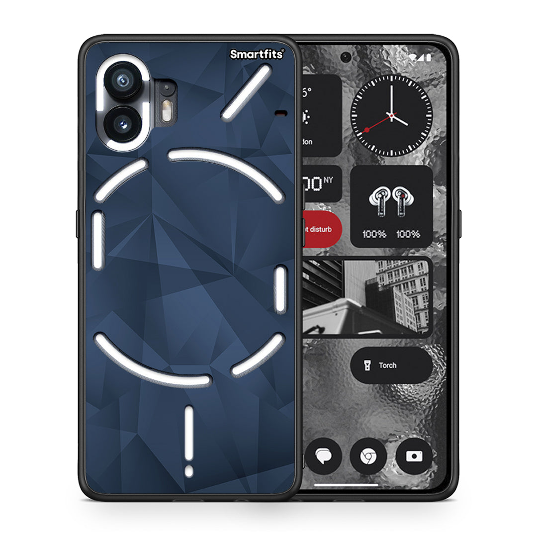 Θήκη Nothing Phone 2 Blue Abstract Geometric από τη Smartfits με σχέδιο στο πίσω μέρος και μαύρο περίβλημα | Nothing Phone 2 Blue Abstract Geometric case with colorful back and black bezels