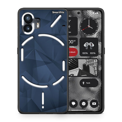 Θήκη Nothing Phone 2 Blue Abstract Geometric από τη Smartfits με σχέδιο στο πίσω μέρος και μαύρο περίβλημα | Nothing Phone 2 Blue Abstract Geometric case with colorful back and black bezels