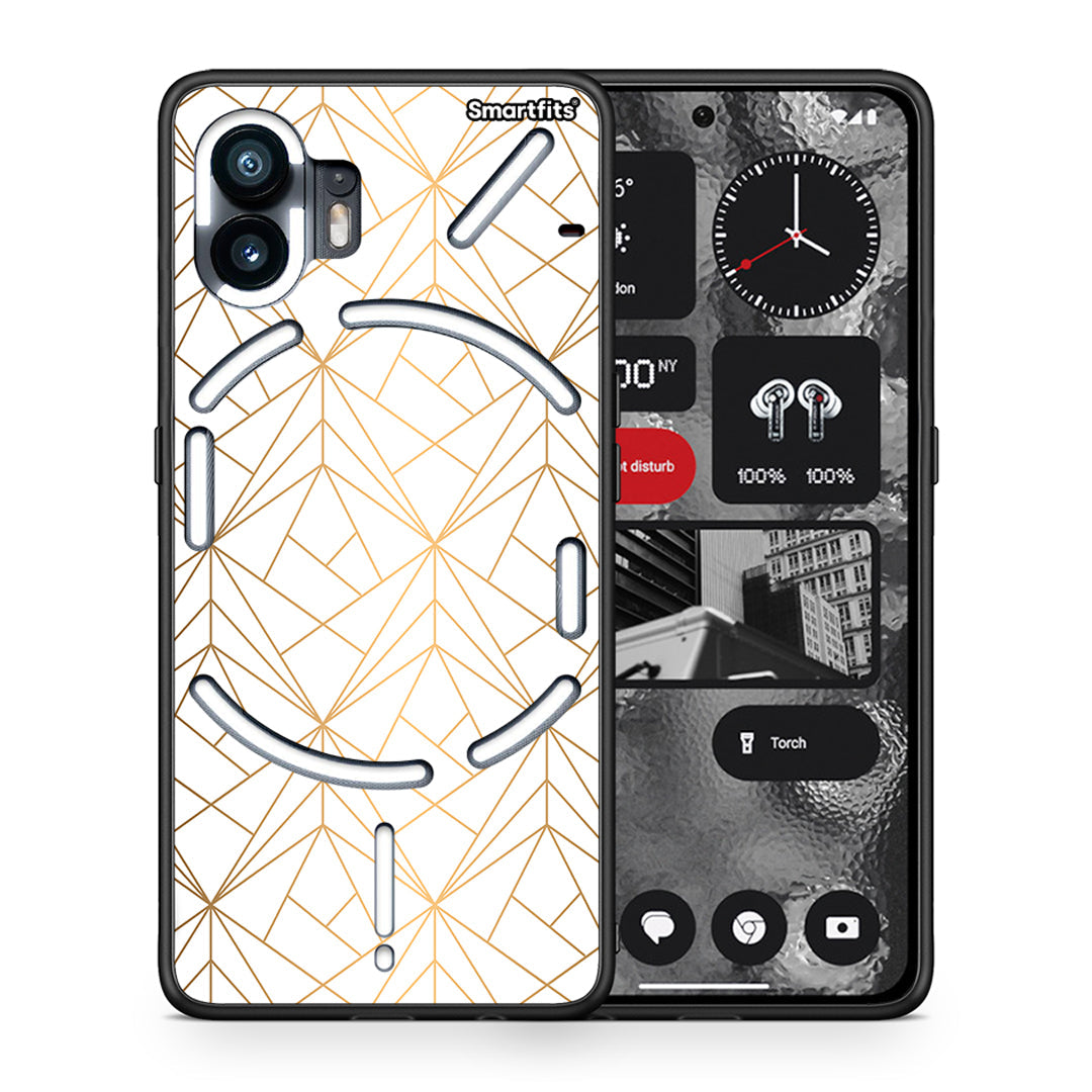 Θήκη Nothing Phone 2 Luxury White Geometric από τη Smartfits με σχέδιο στο πίσω μέρος και μαύρο περίβλημα | Nothing Phone 2 Luxury White Geometric case with colorful back and black bezels