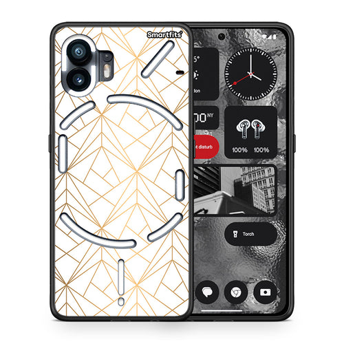 Θήκη Nothing Phone 2 Luxury White Geometric από τη Smartfits με σχέδιο στο πίσω μέρος και μαύρο περίβλημα | Nothing Phone 2 Luxury White Geometric case with colorful back and black bezels