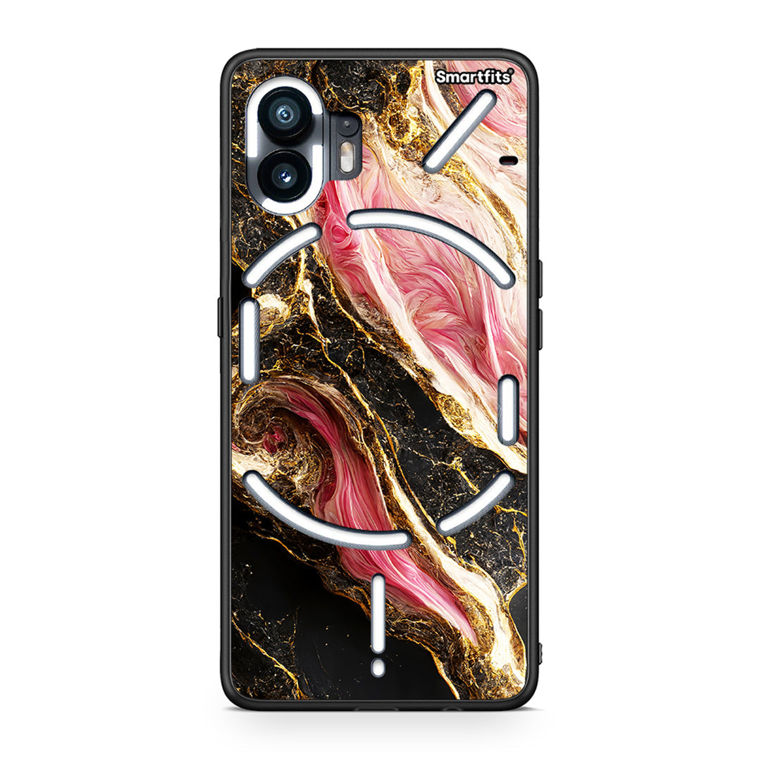 Nothing Phone 2 Glamorous Pink Marble θήκη από τη Smartfits με σχέδιο στο πίσω μέρος και μαύρο περίβλημα | Smartphone case with colorful back and black bezels by Smartfits