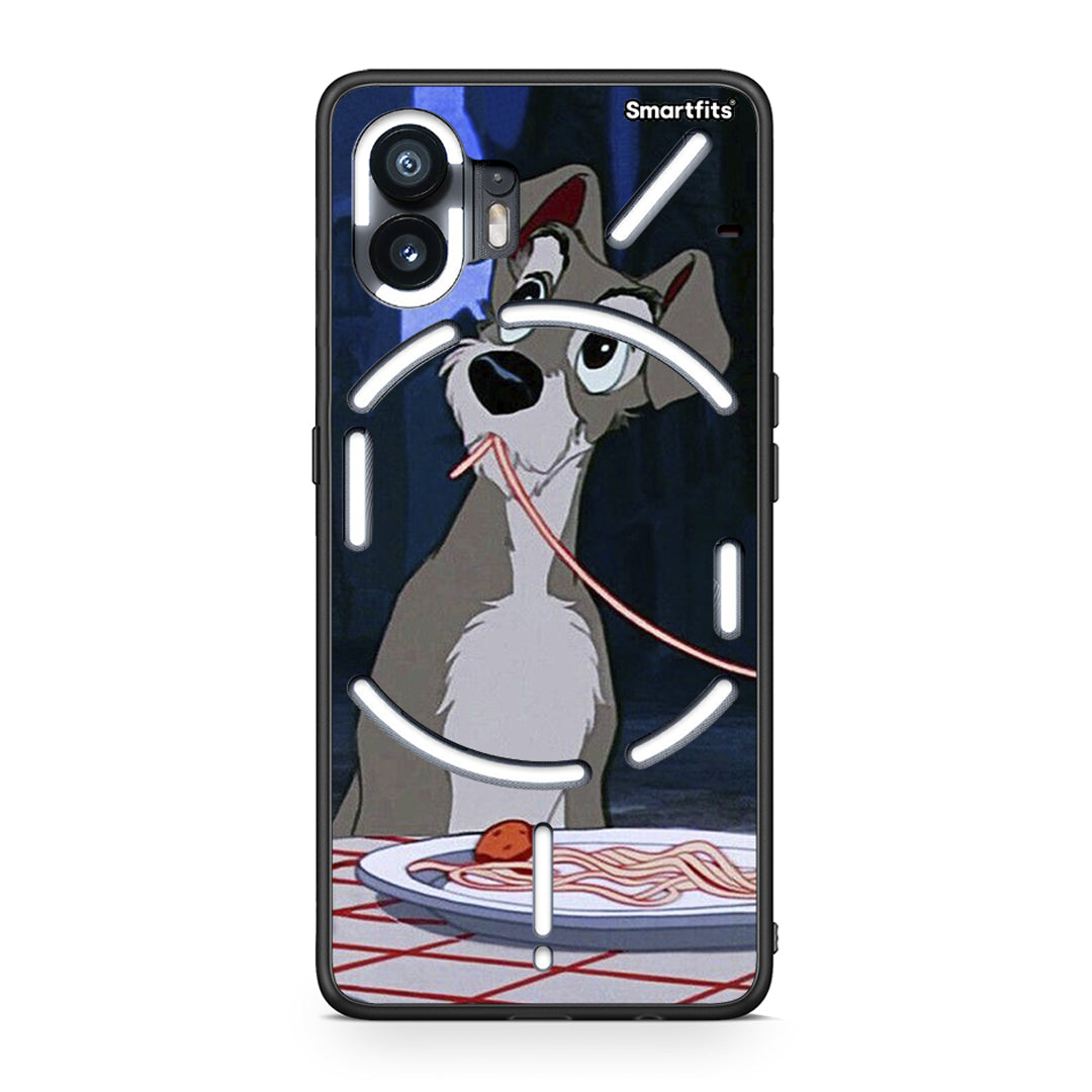 Nothing Phone 2 Lady And Tramp 1 Θήκη Αγίου Βαλεντίνου από τη Smartfits με σχέδιο στο πίσω μέρος και μαύρο περίβλημα | Smartphone case with colorful back and black bezels by Smartfits