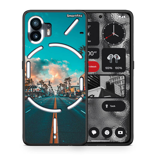 Θήκη Nothing Phone 2 City Landscape από τη Smartfits με σχέδιο στο πίσω μέρος και μαύρο περίβλημα | Nothing Phone 2 City Landscape case with colorful back and black bezels