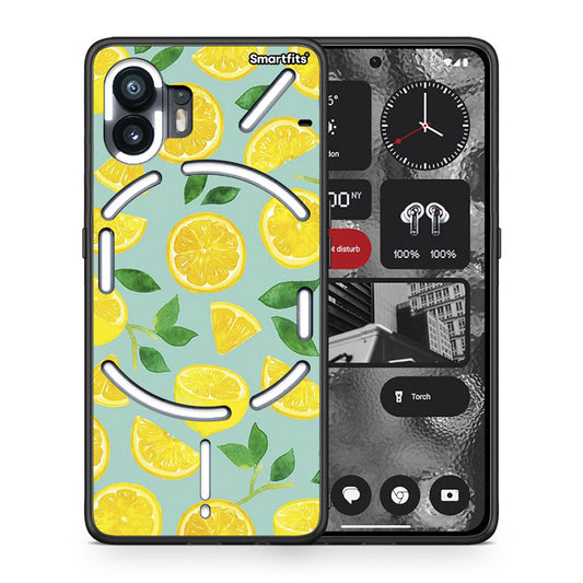 Θήκη Nothing Phone 2 Lemons από τη Smartfits με σχέδιο στο πίσω μέρος και μαύρο περίβλημα | Nothing Phone 2 Lemons case with colorful back and black bezels