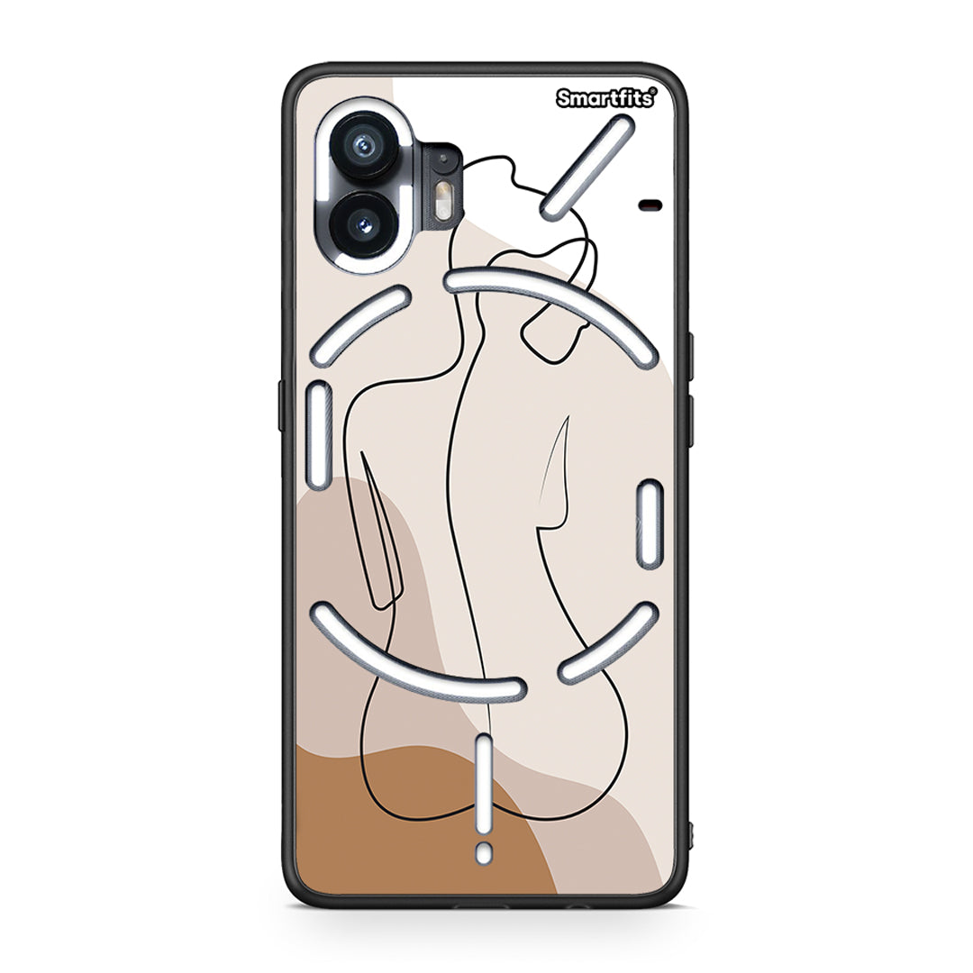 Nothing Phone 2 LineArt Woman θήκη από τη Smartfits με σχέδιο στο πίσω μέρος και μαύρο περίβλημα | Smartphone case with colorful back and black bezels by Smartfits