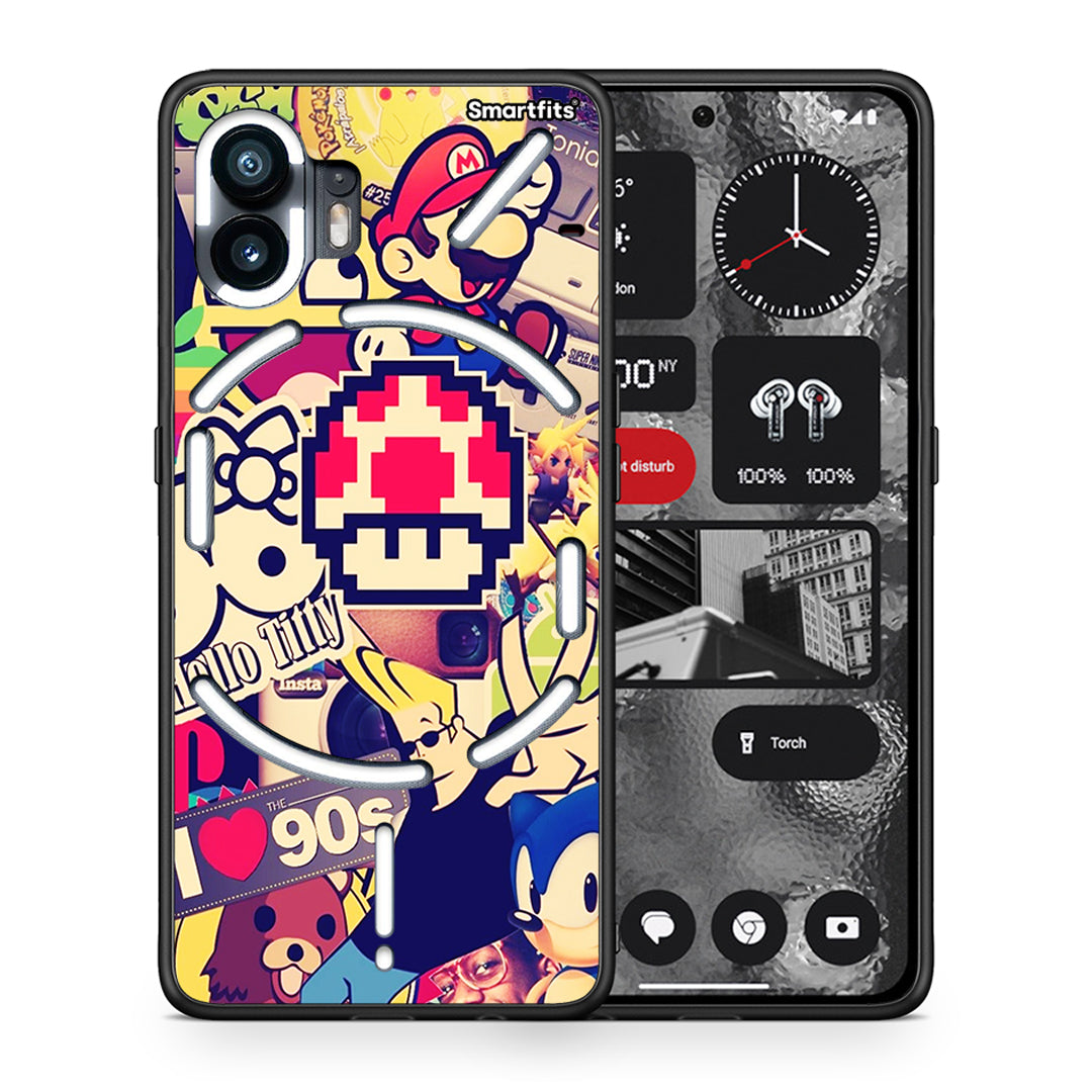 Θήκη Nothing Phone 2 Love The 90s από τη Smartfits με σχέδιο στο πίσω μέρος και μαύρο περίβλημα | Nothing Phone 2 Love The 90s case with colorful back and black bezels